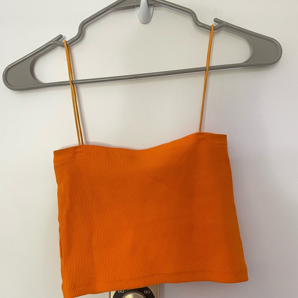 Zara Bright Orange Skinny Strap Tank